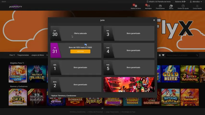Pantalla de depósito de un casino mostrando Mercado Pago como método de pago